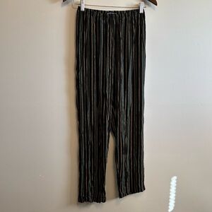 Brandy Melville High Rise Waist Loose Wide Leg Fit Striped Pants Green